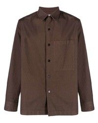 Мужская темно-коричневая рубашка с длинным рукавом от Jil Sander