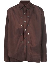 Мужская темно-коричневая рубашка с длинным рукавом от JiyongKim