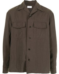 Мужская темно-коричневая рубашка с длинным рукавом от Lemaire