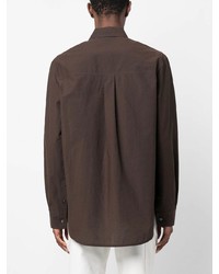 Мужская темно-коричневая рубашка с длинным рукавом от Nanushka