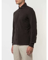 Мужская темно-коричневая рубашка с длинным рукавом от Isaia
