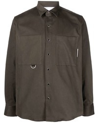 Мужская темно-коричневая рубашка с длинным рукавом от Low Brand