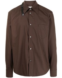 Мужская темно-коричневая рубашка с длинным рукавом от Namacheko