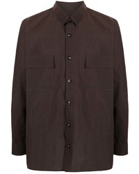 Мужская темно-коричневая рубашка с длинным рукавом от Nanushka