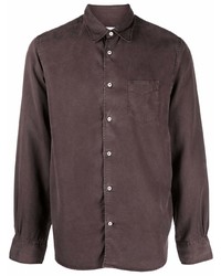 Мужская темно-коричневая рубашка с длинным рукавом от Officine Generale