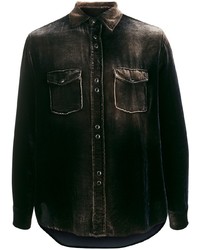 Мужская темно-коричневая рубашка с длинным рукавом от Saint Laurent