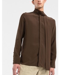 Мужская темно-коричневая рубашка с длинным рукавом от Valentino