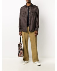 Мужская темно-коричневая рубашка с длинным рукавом от Aspesi