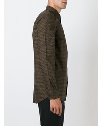 Мужская темно-коричневая рубашка с длинным рукавом от Givenchy