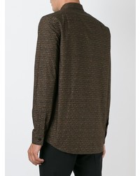 Мужская темно-коричневая рубашка с длинным рукавом от Givenchy