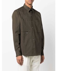 Мужская темно-коричневая рубашка с длинным рукавом от Low Brand
