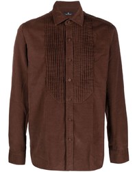 Мужская темно-коричневая рубашка с длинным рукавом от Tagliatore