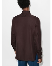Мужская темно-коричневая рубашка с длинным рукавом от Ermenegildo Zegna