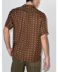 Мужская темно-коричневая рубашка с коротким рукавом с геометрическим рисунком от Chimala