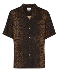 Мужская темно-коричневая рубашка с коротким рукавом с леопардовым принтом от Ksubi