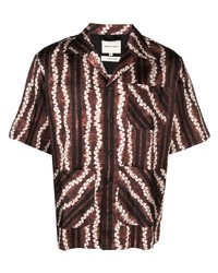 Мужская темно-коричневая рубашка с коротким рукавом с принтом тай-дай от Nicholas Daley