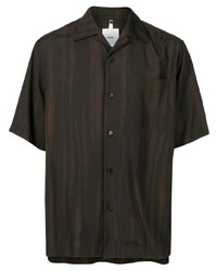 Мужская темно-коричневая рубашка с коротким рукавом с принтом от Oamc