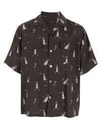 Мужская темно-коричневая рубашка с коротким рукавом с принтом от Undercover