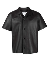 Мужская темно-коричневая рубашка с коротким рукавом от Bottega Veneta