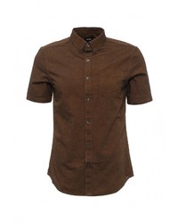 Мужская темно-коричневая рубашка с коротким рукавом от Burton Menswear London