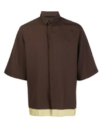 Мужская темно-коричневая рубашка с коротким рукавом от Haider Ackermann