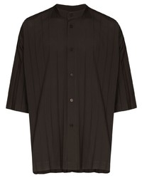 Мужская темно-коричневая рубашка с коротким рукавом от Issey Miyake