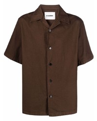 Мужская темно-коричневая рубашка с коротким рукавом от Jil Sander