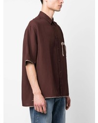 Мужская темно-коричневая рубашка с коротким рукавом от Jacquemus