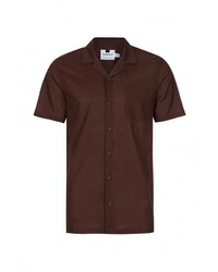 Мужская темно-коричневая рубашка с коротким рукавом от Topman