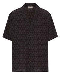 Мужская темно-коричневая рубашка с коротким рукавом от Valentino