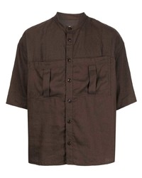 Мужская темно-коричневая рубашка с коротким рукавом от YMC