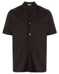 Мужская темно-коричневая рубашка с коротким рукавом от Zanone