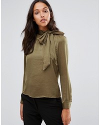Темно-коричневая сатиновая блузка от Vero Moda