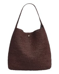 Темно-коричневая соломенная большая сумка
