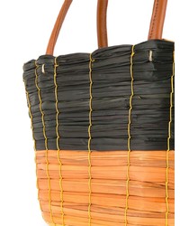 Темно-коричневая соломенная сумка-мешок от SENSI STUDIO