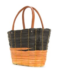 Темно-коричневая соломенная сумка-мешок от SENSI STUDIO