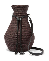 Темно-коричневая соломенная сумка через плечо