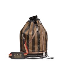 Темно-коричневая сумка почтальона из плотной ткани с принтом от Fendi