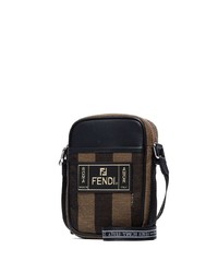 Темно-коричневая сумка почтальона из плотной ткани с принтом от Fendi