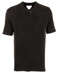 Мужская темно-коричневая футболка на пуговицах от Bottega Veneta