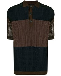 Мужская темно-коричневая футболка-поло в сеточку от Raf Simons