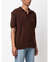 Мужская темно-коричневая футболка-поло с вышивкой от Flaneur Homme
