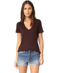 Женская темно-коричневая футболка с v-образным вырезом от David Lerner