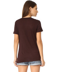 Женская темно-коричневая футболка с v-образным вырезом от David Lerner