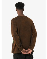 Мужская темно-коричневая футболка с длинным рукавом с принтом от 424