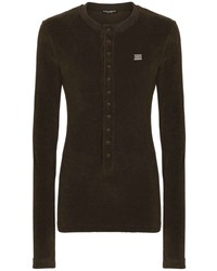 Мужская темно-коричневая футболка с длинным рукавом от Dolce & Gabbana