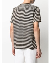 Мужская темно-коричневая футболка с круглым вырезом в горизонтальную полоску от Saint Laurent