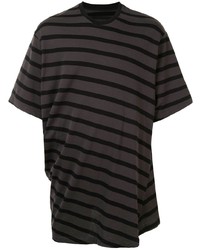Мужская темно-коричневая футболка с круглым вырезом в горизонтальную полоску от Julius