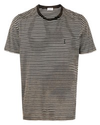 Мужская темно-коричневая футболка с круглым вырезом в горизонтальную полоску от Saint Laurent