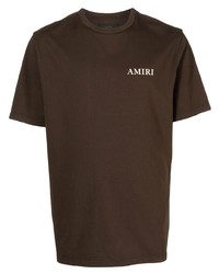 Мужская темно-коричневая футболка с круглым вырезом с принтом от Amiri